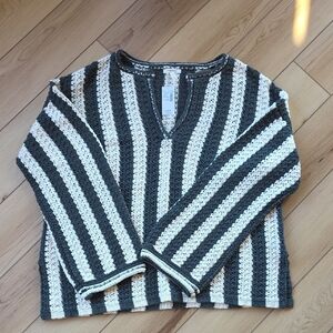 Maurices Black and Cream V-Neck Sweater